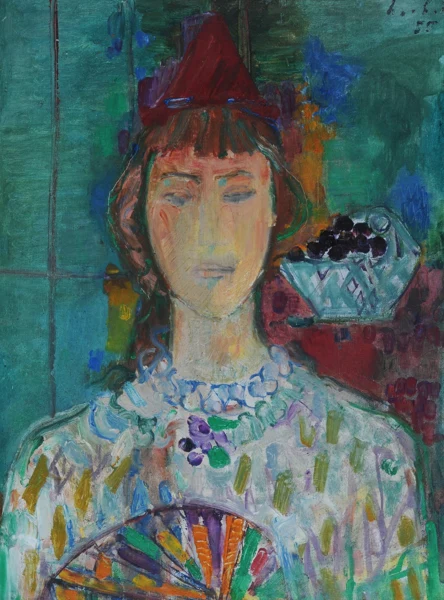 Adolf Herbst — Mädchen mit Fächer, 1955