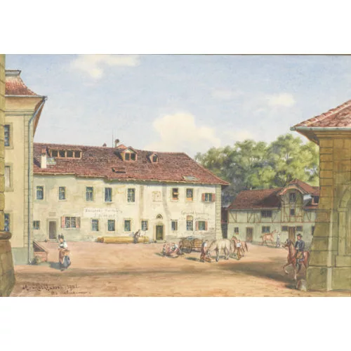 Adolf Methfessel — Blick auf die Spezerei-Handlung J. Schnorf in Bern.