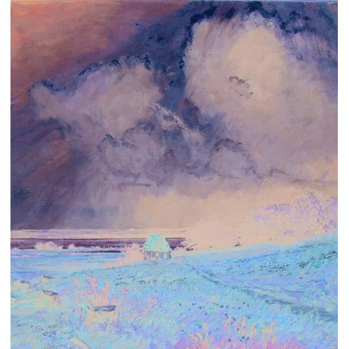 Adolf Stäbli — Flusslandschaft mit aufziehendem Gewitter.