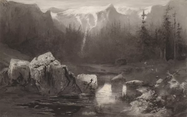 Adolf Stäbli — Berglandschaft mit stillem Wasser
