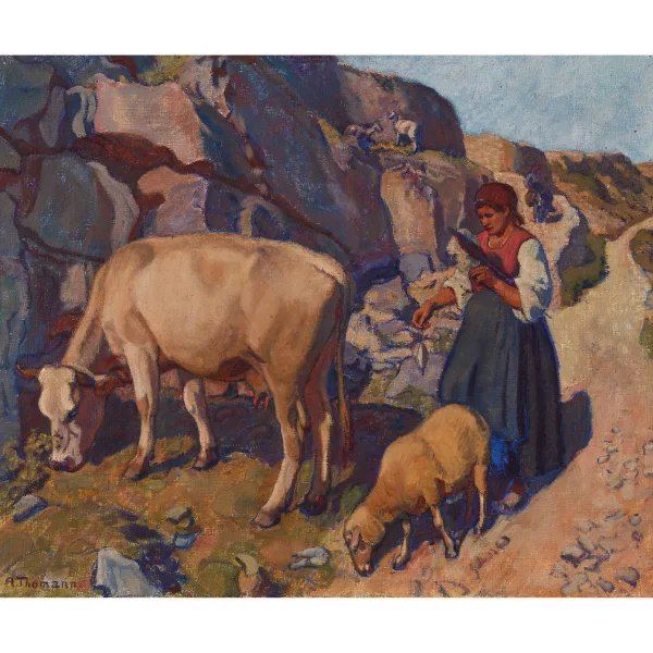 Adolf Thomann — Dalmatinische Bäuerin mit Schaf und Kuh.