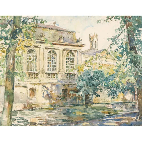 Adolf Tièche — Ansicht von Brügge mit Belfried.