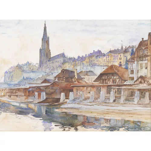 Adolf Tièche — Blick von der Matte auf das Berner Münster.