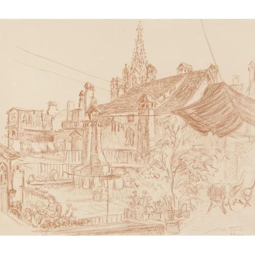 Adolf Tièche — Blick vom Dachgarten auf das Berner Münster.