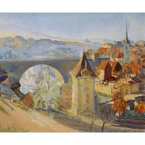 Ansicht von Bern mit der Nydeggbrücke