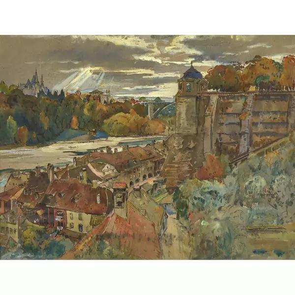 Blick auf die Berner Münsterplattform mit Aare