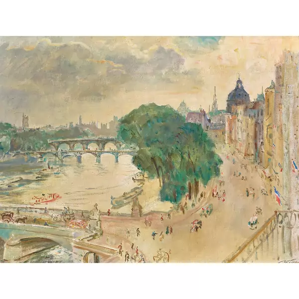 Pariser Strassenszene mit Seine