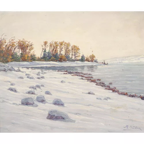 Adolf Weber — Verschneites Seeufer.