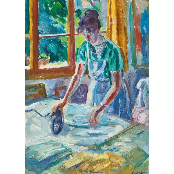 Frau beim Bügeln