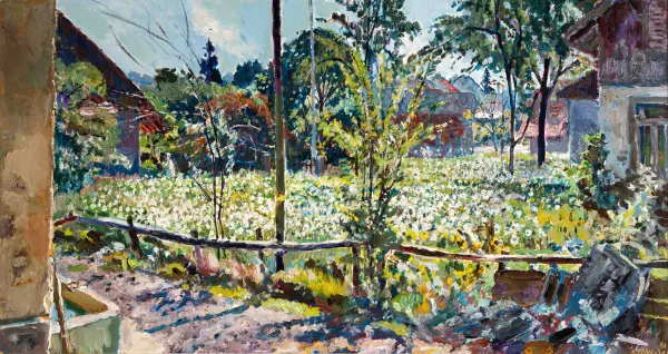 Gartenansicht mit Blumen