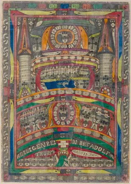 ADOLF WÖLFLI — Der Heiligen=Rein,=Skt.Adolf=Thurm. 1919. — Koller Auktionen