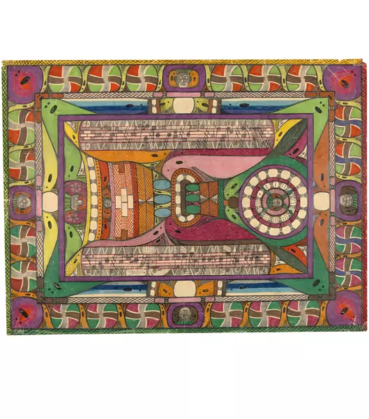 Adolf Wölfli — Erklärung hiesiges Bild: Durch allerlei Zierathen verdeckt, zeigt einen ganz kleinen Theil, der respektablen Felsen-Wand-Festung Namuhr an der Südseite des belgischen Z. — Galerie Kornfeld