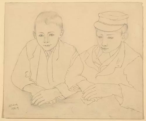 DIETRICH, ADOLF — Two heads of boys, one with a cap. 1909. — Koller Auktionen