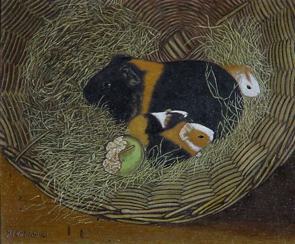 Adolf Dietrich — Meerschweinchen in einer Zaine, 1941