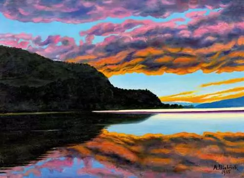 ADOLF DIETRICH — Abend am See mit roten Wolken. 1915. — Koller Auktionen