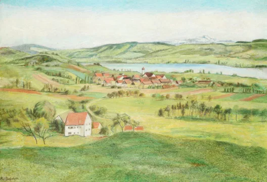 Adolf Dietrich — Blick auf den Säntis, Landschaft bei Oehningen. 1954.