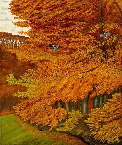 ADOLF DIETRICH — Buchen im Herbst mit Eichelhähern. 1921. — Koller Auktionen