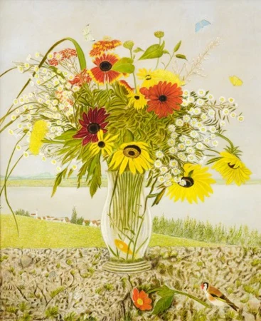 Blumenstrauss mit Blick auf den Untersee, 1953