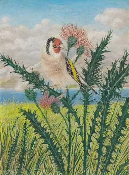 ADOLF DIETRICH — Goldfinch on a thistle branch. — Koller Auktionen