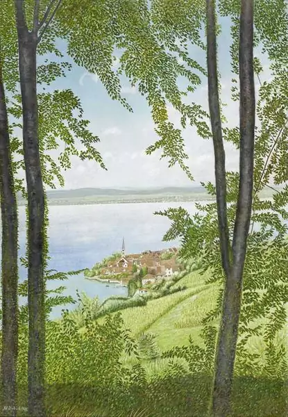 ADOLF DIETRICH — Blick durch die Bäume auf Berlingen. 1938. — Koller Auktionen