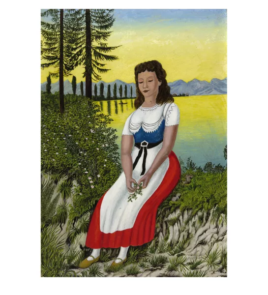 Adolf Dietrich — Mädchen vor Seelandschaft