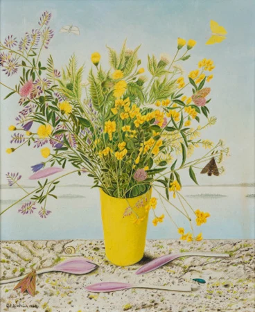 Blumenstrauss in gelber Vase, 1949