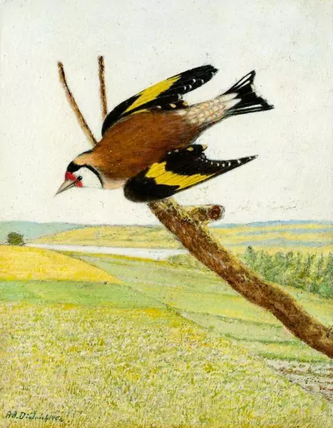 ADOLF DIETRICH — Distelfink auf kahlem Ast. 1956. — Koller Auktionen