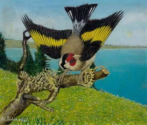 ADOLF DIETRICH — Distelfink vor Seelandschaft. 1941. — Koller Auktionen