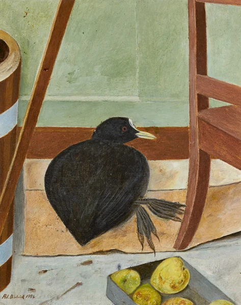 Adolf Dietrich — Blesshuhn mit Früchten, 1956