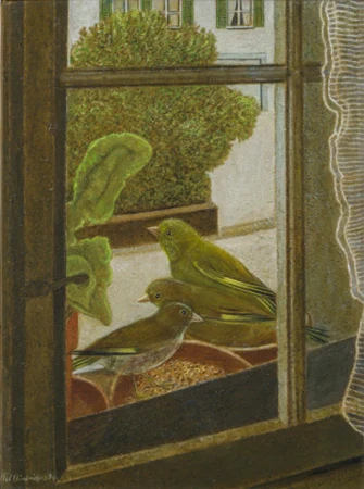 Grünfinken vor dem Fenster, 1954