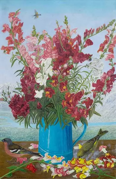 ADOLF DIETRICH — Bouquet of snapdragons in a metal jug. 1931. — Koller Auktionen