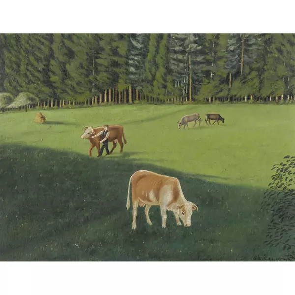 "Herbstlandschaft mit Kühen"