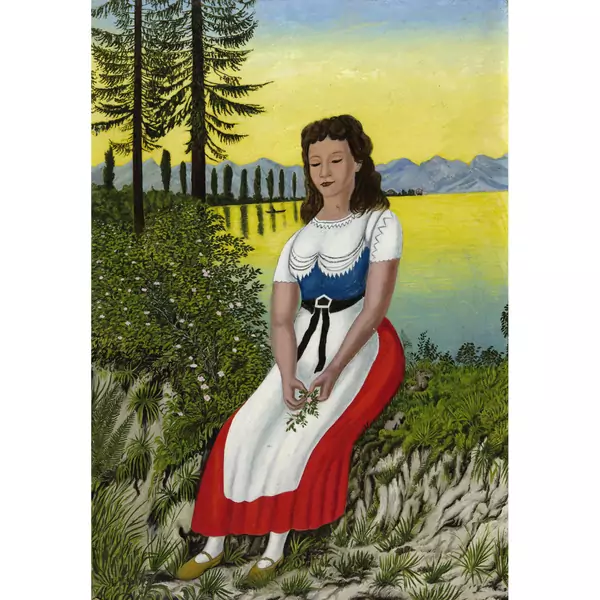 Adolf Dietrich — Mädchen vor Seelandschaft — Galerie Kornfeld