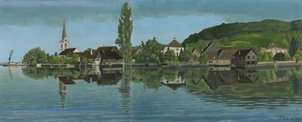 Adolf Dietrich — BERLINGEN VOM SEE AUS, 1912BERLINGEN VIEWED FROM THE LAKE, 1912