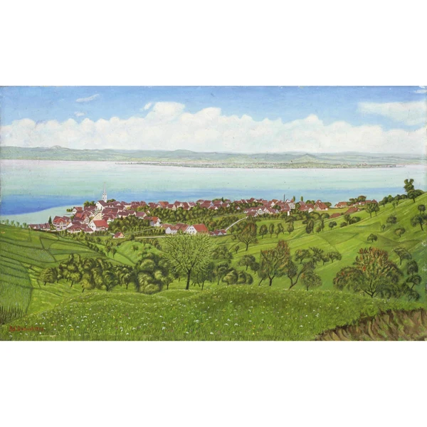 Adolf Dietrich — BLICK AUF BERLINGEN GEGEN DIE REICHENAU, 1924 VIEW ON BERLINGEN TOWARDS REICHENAU, 1924