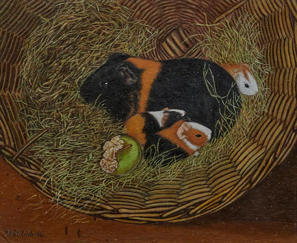Adolf Dietrich — Meerschweinchen in einer Zaine, 1941