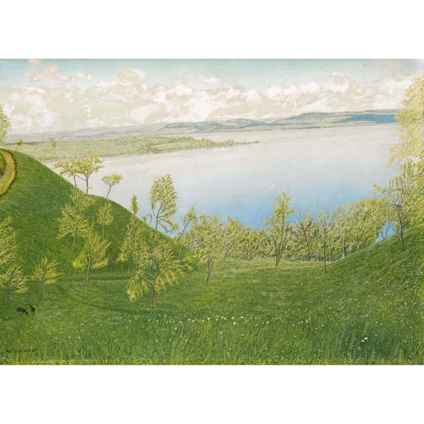 Adolf Dietrich — UNTERSEELANDSCHAFT MIT ZWEI REHEN, 1948 LANDSCAPE AT THE UNTERSEE (LAKE OF CONSTANCE) WITH TWO DEER