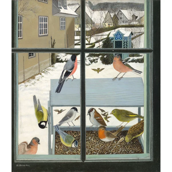 Adolf Dietrich — VÖGEL AUF DEM FUTTERBRETT, 1944BIRDS ON RISER, 1944
