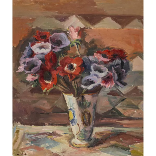 Adolphe Milich — Anemonen in Vase.