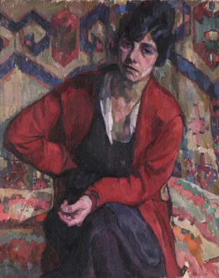 Adolphe Milich — Femme, jaquette rouge, 1925