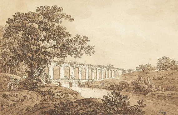 Adrian Zingg — 3 Bll. mit 4 Landschaftsansichten, tlw. mit Sepia laviert.