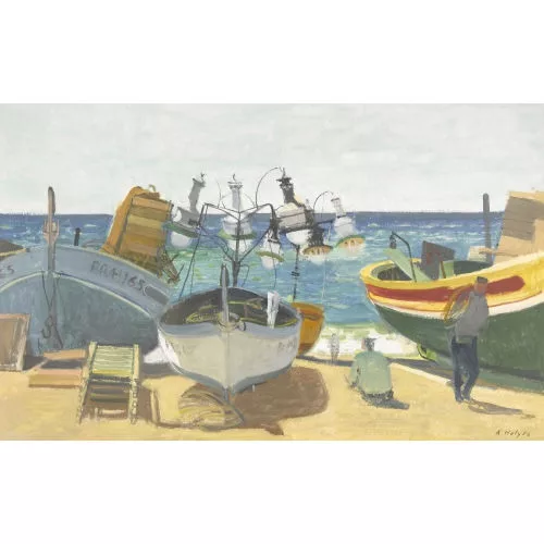 Adrien Holy — Strandpartie mit Fischerbooten.