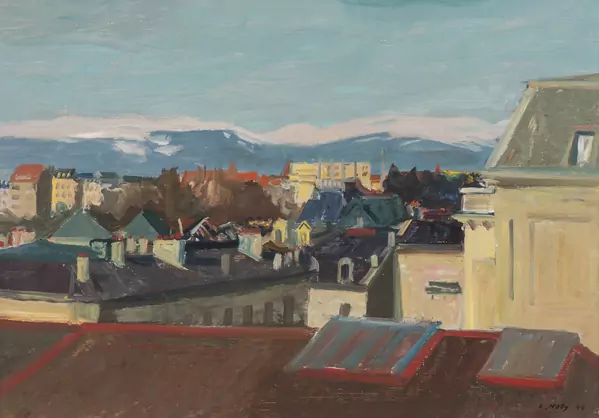 Adrien HOLY (1898-1979), "Toits de Genève", huile — DognyAuction