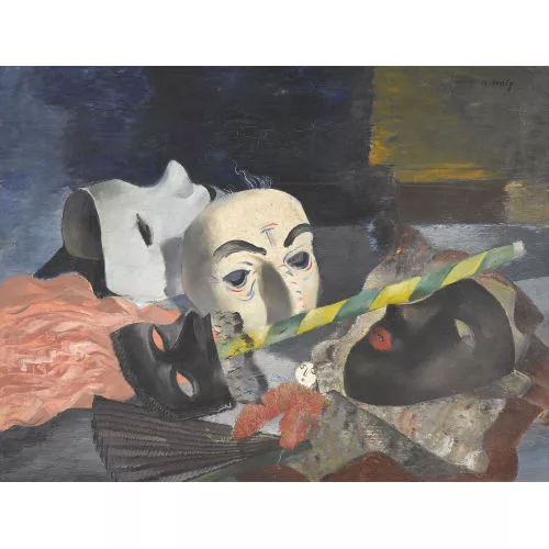 Adrien Holy — Stillleben mit venezianischen Masken.