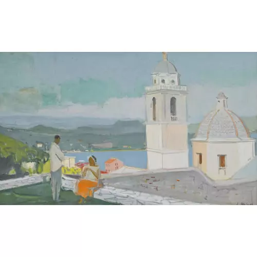 "Il campanile e la cupola della chiesa San Lorenzo (Portovenere)"
