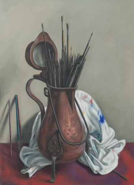 Aimé Barraud — Aimé Victor BARRAUD (1902-1954), 'Nature morte aux pinceaux', huile