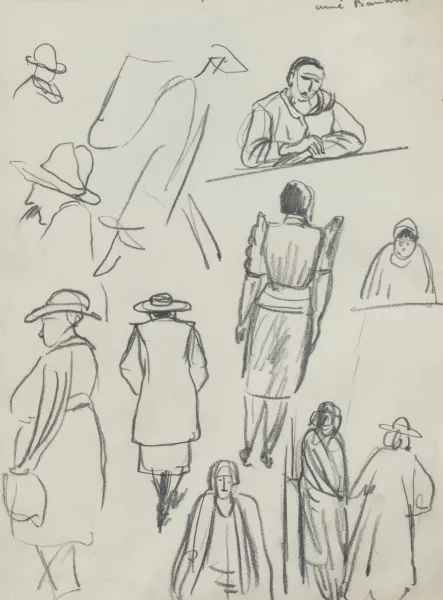Aimé Barraud — Aimé Victor BARRAUD (1902-1954), Etude de figures, dessin