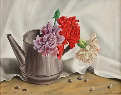 Stillleben mit Nelken und Zinnkanne, 1936