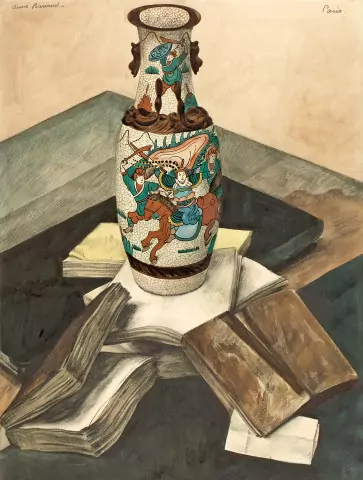 Nature morte au vase chinois et livres