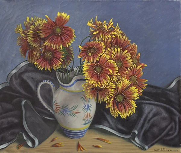 Aimé Barraud — Nature morte florale avec dahlias